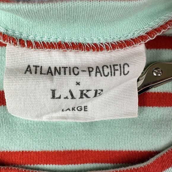 Atlantic Pacific x Lake Pocket Tee Shirt Womens L Striped Pima Coastal Preppy - Picture 4 of 11